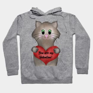 You are my Valentine - Cat with heart Hoodie